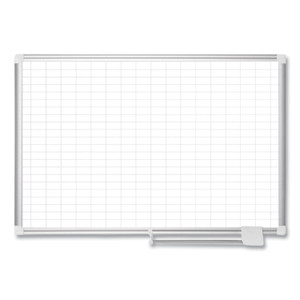 MasterVision Gridded Magnetic Steel Dry Erase Project Planning Board, 1" x 2" Cells, 72" x 48", White Surface, Satin Aluminum Frame View Product Image