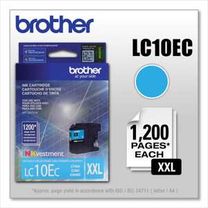 Brother LC10EC INKvestment Super High-Yield Ink, 1,200 Page-Yield, Cyan (BRTLC10EC) View Product Image