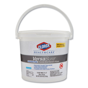 Clorox Healthcare VersaSure Cleaner Disinfectant Wipes, 1-Ply, 12 x 12, Fragranced, White, 110/Bucket (CLO31759EA) View Product Image