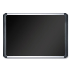 MasterVision Soft-touch Bulletin Board, 72" x 48", Black Surface, Black/Satin Aluminum Frame View Product Image