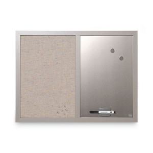 MasterVision Designer Fabric Bulletin Board, Combo Magnetic Dry Erase/Bulletin, 24" x 18", Multicolor/Gray Surface, Gray Fiberboard Frame View Product Image