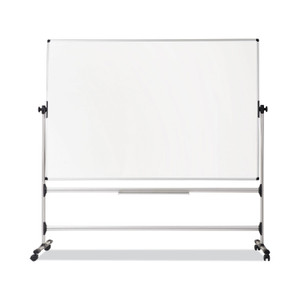 MasterVision Earth Silver Easy Clean Mobile Revolver Dry Erase Boards, 48 x 70, White Surface, Silver Steel Frame (BVCRQR0521) View Product Image