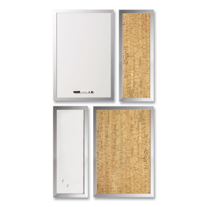 MasterVision Metallic Silver Positive Flow Message Board Set, (2) Magnetic Dry Erase, (2) Bulletin, Assorted Sizes, Assorted Colors View Product Image