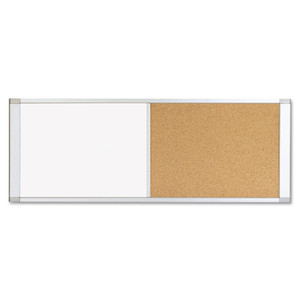 MasterVision Combo Cubicle Workstation Dry Erase/Cork Board, 48 x 18, Tan/White Surface, Aluminum Frame (BVCXA42003700) View Product Image