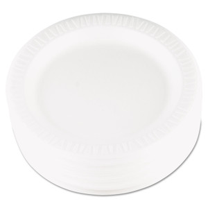 Dart Quiet Classic Laminated Foam Dinnerware, Plate, 9" dia, White, 125/Pack, 4 Packs/Carton (DCC9PWQR) View Product Image