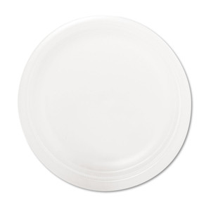 Dart Quiet Classic Laminated Foam Dinnerware Plate, 9" dia, White, 125/Pack (DCC9PWQRPK) View Product Image