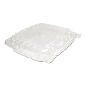 Dart ClearSeal Hinged-Lid Plastic Containers, 8.31 x 8.31 x 2, Clear, Plastic, 125/Bag, 2 Bags/Carton View Product Image