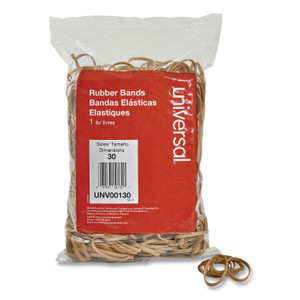 Universal Rubber Bands, Size 30, 0.04" Gauge, Beige, 1 lb Box, 1,100/Pack (UNV00130) View Product Image