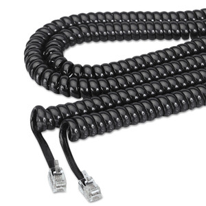 Softalk Coiled Phone Cord, Plug/Plug, 12 ft, Black (SOF48102) View Product Image