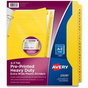 Avery Heavy-Duty Plastic A-Z Industrial Dividers - 26 x Divider(s) - 26 Tab(s) - A-Z - 26 Tab(s)/Set - 8.5" Divider Width x 11" Divider Length Product Image 