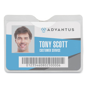Advantus Security ID Badge Holders with Built-In Garment Clip, Horizontal, Clear, 3.75" x 3.5" Holder, 3.5" x 3" Insert, 50/Box (AVT75412) View Product Image