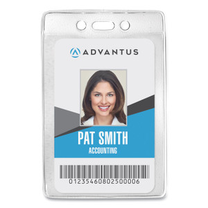 Advantus Security ID Badge Holders, Vertical, Pre-Punched for Chain/Clip, Clear, 2.63" x 4.38" Holder, 2.38" x 3.75" Insert, 50/Box (AVT75419) View Product Image