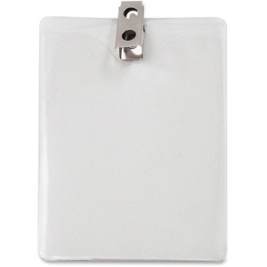 Advantus Vertical Badge Holder with Clip - 3" Width x 4" Length - Vinyl - Clear Product Image 