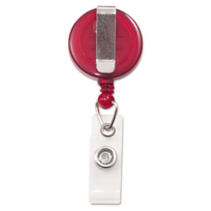 Advantus Translucent Retractable ID Card Reel, 30" Extension, Red, 12/Pack View Product Image