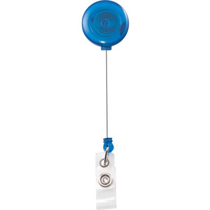 Advantus Translucent Retractable ID Card Reel with Snaps - Vinyl, Nylon, Metal - Translucent Blue, Clear Product Image 