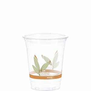 Dart Bare Eco-Forward RPET Cold Cups, Squat, 12 oz to 14 oz, Plastic, Leaf Design, 50/Pack View Product Image