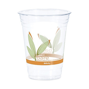 Dart Bare Eco-Forward RPET Cold Cups, 16 oz to 18 oz, Leaf Design, Clear, 50/Pack (DCCRTP16DBAREPK) View Product Image