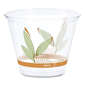 Dart Bare Eco-Forward RPET Cold Cups, ProPlanet Seal, 9 oz, Leaf Design, Clear/Green/Orange, 1,000/Carton (DCCRTP9RBARE) View Product Image