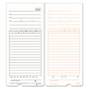 Acroprint Time Clock Cards for Acroprint ATR480, Two Sides, 7.5 x 3.35, 50/Pack (ACP099115000) View Product Image