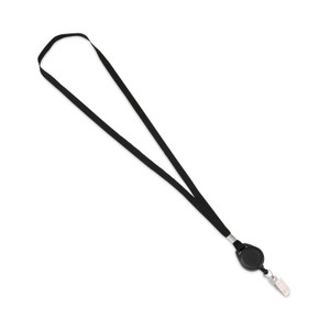 Advantus Lanyards with Retractable ID Reels, Metal Clip Fastener, 34" Long, Black, 12/Pack (AVT75549) View Product Image