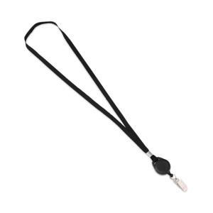 Advantus Lanyards with Retractable ID Reels, Metal Clip Fastener, 34" Long, Black, 12/Pack View Product Image