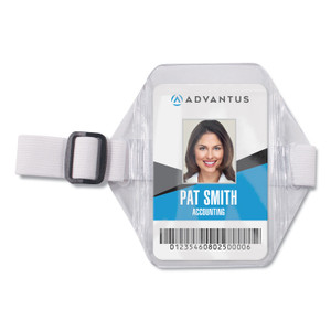 Advantus Arm Band Badge Holders, Vertical, Transparent Frost 5" x 5" Holder, 2.75" x 4" Insert, 12/Pack (AVT75649) View Product Image