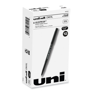 uniball ONYX Roller Ball Pen, Stick, Extra-Fine 0.5 mm, Black Ink, Black Barrel, Dozen (UBC60040) View Product Image