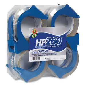 Duck HP260 Packaging Tape with Dispenser, 3" Core, 1.88" x 60 yds, Clear, 4/Pack (DUC0007725) View Product Image