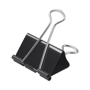 Universal Binder Clips with Storage Tub, Large, Black/Silver, 12/Pack (UNV11112) View Product Image