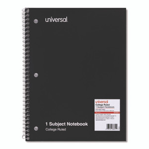 Universal Wirebound Notebook, 1-Subject, Medium/College Rule, Black Cover, (70) 10.5 x 8 Sheets View Product Image