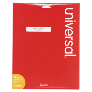 Universal Self-Adhesive Permanent File Folder Labels, 0.66 x 3.44, White, 30/Sheet, 25 Sheets/Box (UNV80011) View Product Image