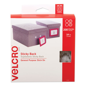 VELCRO Brand Sticky-Back Fasteners, Removable Adhesive, 0.75" dia, White, 200/Box (VEK91824) View Product Image