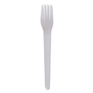 Eco-Products Plantware Compostable Cutlery, Fork, 6", Pearl White, 50/Pack, 20 Pack/Carton (ECOEPS012) View Product Image