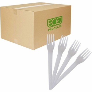Eco-Products 6" Plantware High-heat Forks - 1 Piece(s) - Fork - 1 x Fork - Disposable - Pearl White Product Image 