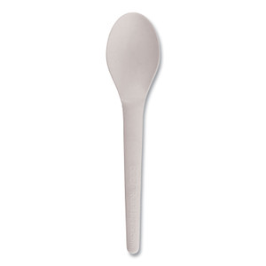 Eco-Products Plantware Compostable Cutlery, Spoon, 6", Pearl White, 50/Pack, 20 Pack/Carton (ECOEPS013) View Product Image