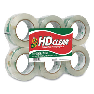 Duck Heavy-Duty Carton Packaging Tape, 3" Core, 1.88" x 109.3 yds, Clear, 6/Pack (DUC299016) View Product Image