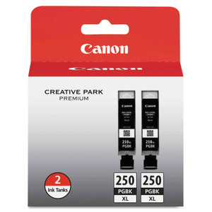 Canon 6432B004 (PGI-250XL) ChromaLife100+ High-Yield Ink, 500 Page-Yield, Black, 2/Pack View Product Image