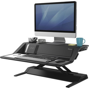Fellowes Lotus DX Sit-Stand Workstation - 35 lb Load Capacity - 5.50" Height x 32.75" Width x 24.25" Depth - Black Product Image 