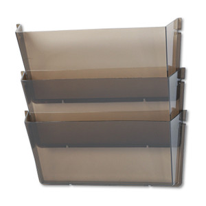 deflecto Unbreakable DocuPocket Wall File, 3 Sections, Letter Size, 14.5" x 3" x 6.5", Smoke, 3/Pack View Product Image