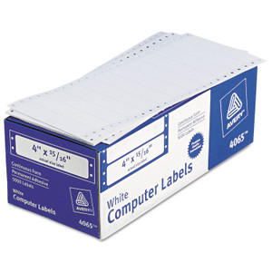 Avery Dot Matrix Printer Mailing Labels, Pin-Fed Printers, 0.94 x 4, White, 5,000/Box (AVE4065) View Product Image