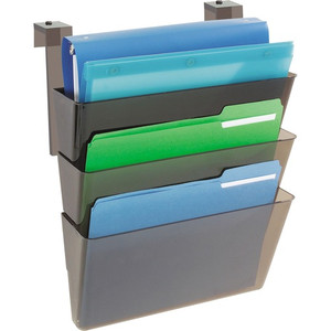 Deflecto Stackable DocuPocket for Partition Walls - 3 Pocket(s) - 3 Compartment(s) - 7" Height x 13" Width x 4" Depth - Smoke - Plastic Product Image 
