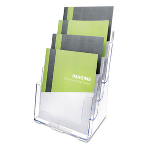 deflecto 4-Compartment DocuHolder, Magazine Size, 9.38w x 7d x 13.63h, Clear (DEF77441) View Product Image