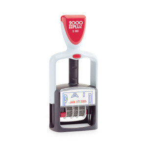 COSCO 2000PLUS Model S 360 Two-Color Message Dater, 1.75 x 1, "Paid," Self-Inking, Blue/Red (COS011033) View Product Image