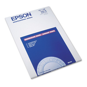Epson Watercolor Radiant White Inkjet Paper, 11.5 mil, 13 x 19, Matte White, 20/Pack (EPSS041351) View Product Image