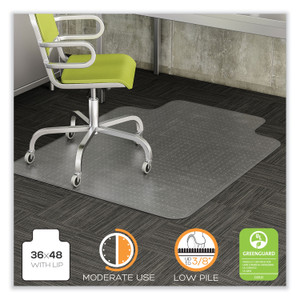 deflecto DuraMat Moderate Use Chair Mat, Low Pile Carpet, Roll, 36 x 48, Lipped, Clear (DEFCM13113COM) View Product Image