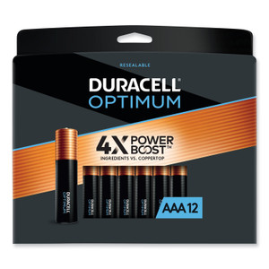 Duracell Optimum Alkaline AAA Batteries, 12/Pack (DUROPT2400B12PR) View Product Image