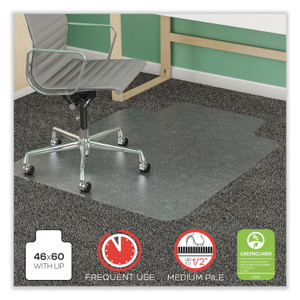 deflecto SuperMat Frequent Use Chair Mat for Medium Pile Carpet, 46 x 60, Wide Lipped, Clear (DEFCM14432F) View Product Image