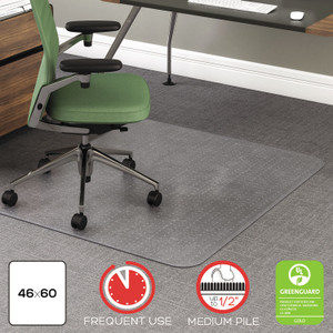 deflecto RollaMat Frequent Use Chair Mat, Medium Pile Carpet, Flat, 46 x 60, Rectangle, Clear View Product Image