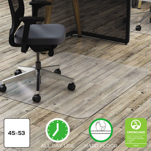 deflecto All Day Use Chair Mat - Hard Floors, 45 x 53, Rectangle, Clear (DEFCM21242PC) View Product Image