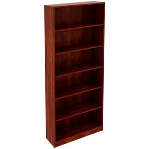Lorell Laminate Bookcases - 36" Width x 12" Depth x 84" Height - 6 x Shelf(ves) - Sturdy, Laminated, Adjustable Shelf, Adjustable Feet, Square Edge - Cherry - Medium Density Fiberboard (MDF), Thermofused Laminate (TFL) Product Image 
